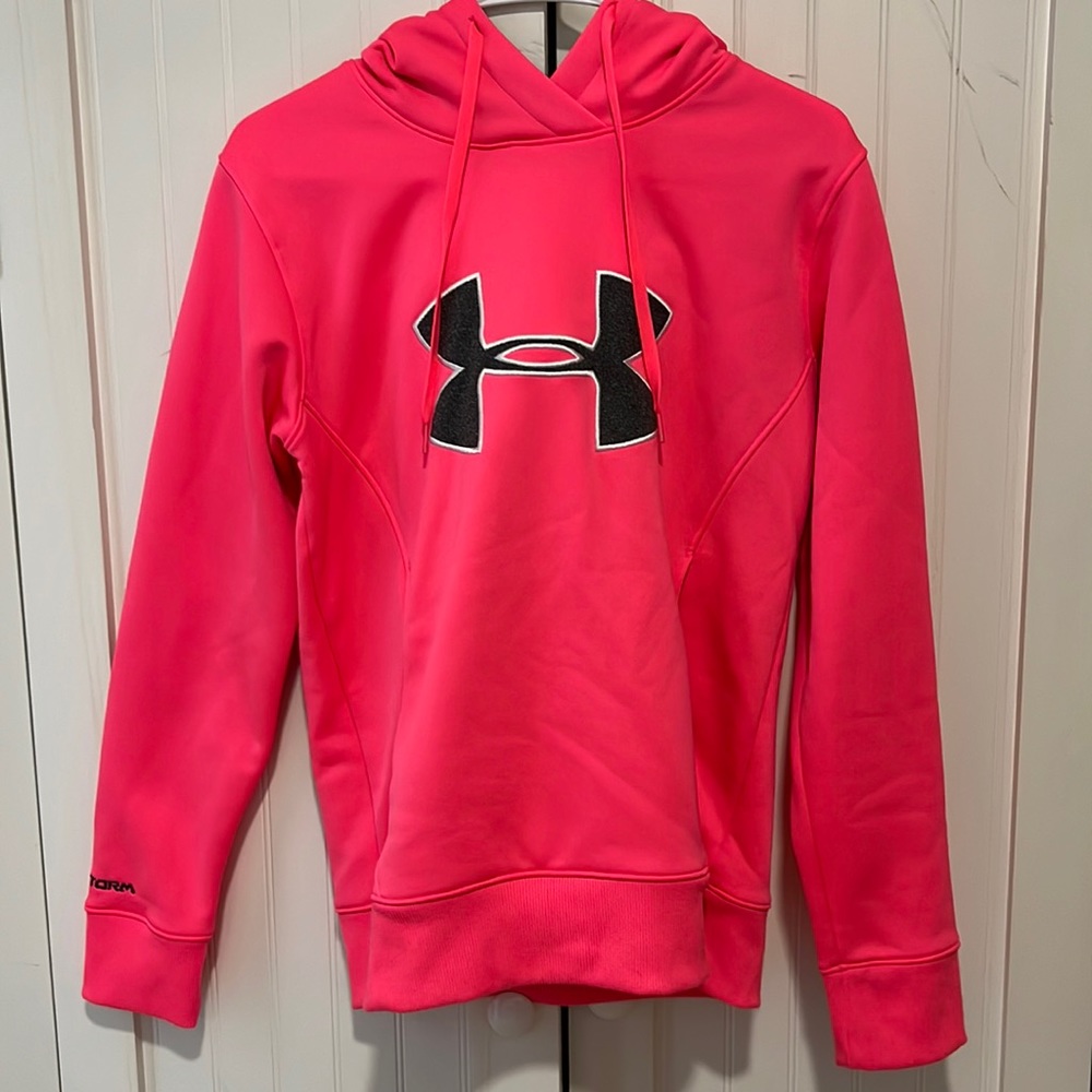 Under Armour Storm Fitted Pullover Sweatshirt - Size Small - highlighter pink